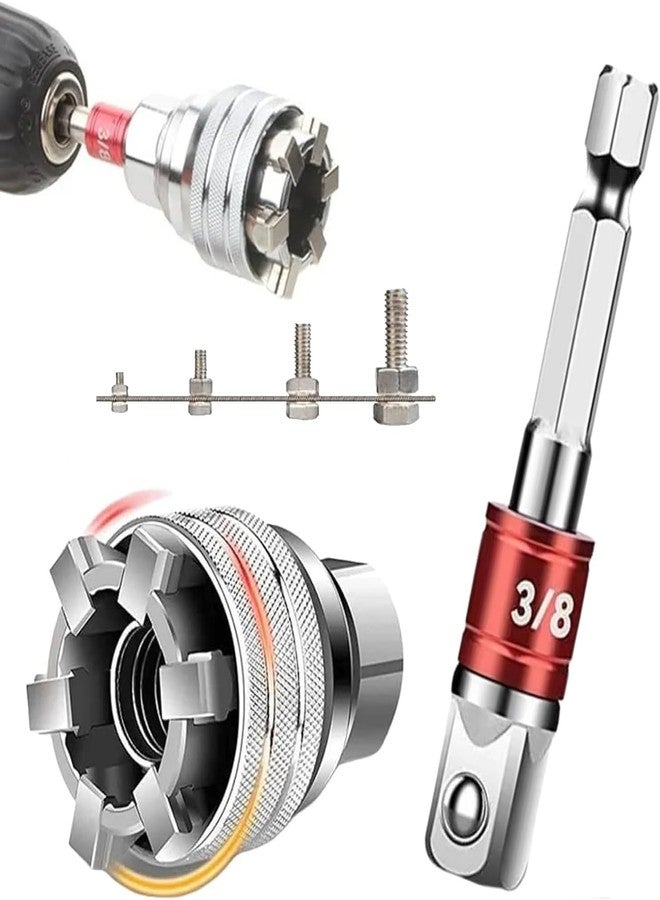 JICOOT Universal Socket Wrench Tool 10-19mm Adjustable Multi-Function Socket for 3/8 Inch Drive Ratchet, Torque Wrench and Power Drill, Self-Adjusting Universal Socket Tool with Drill Adapter - Image 1